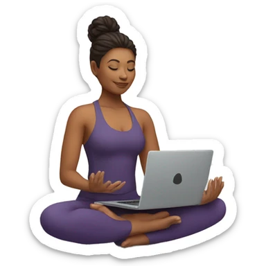 A yoga teacher with her laptop  sticker