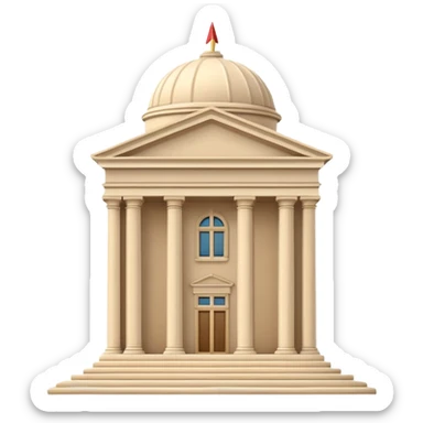 Minimal 3D emoji style government ministry building, classical architecture with columns and triangular roof, official state institution, neutral beige stone, clean shading, financial institution icon, isolated on transparent background, professional, no flags, no text sticker
