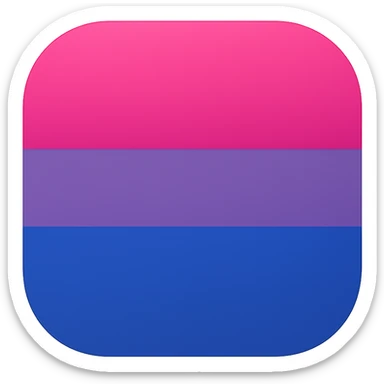 bisexual pride flag as a rounded app icon with soft gradients, modern look, no text sticker