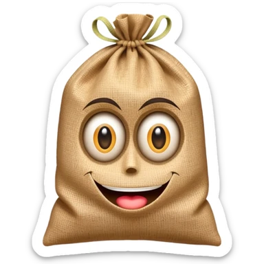 burlap sack figure with exaggerated eyes and playful crafty look sticker