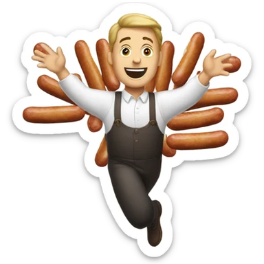 Man with sausages flying  sticker