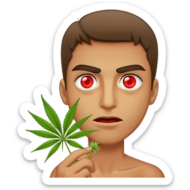Very hungry man with weed sticker