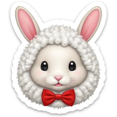 curly bunny with red bowtie sticker