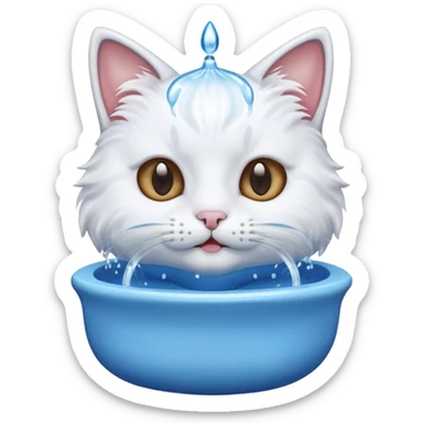 cute cat face with a water fountain sticker