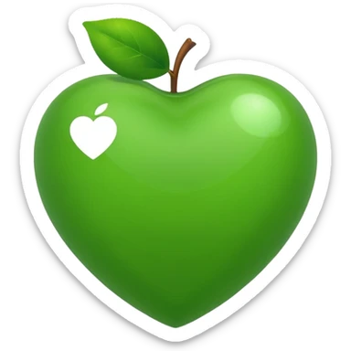 green heart with a globe inside, apple emoji style sticker