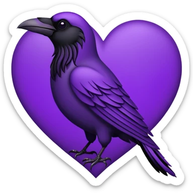 heart with purple gothic raven sticker