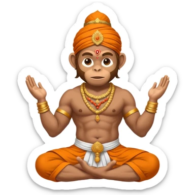Hanuman ji monkey face hunk build body having mukut and dhoti and should be seated in pease to pray Ramji sticker