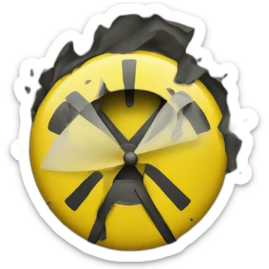 a yellow warning sign sticker