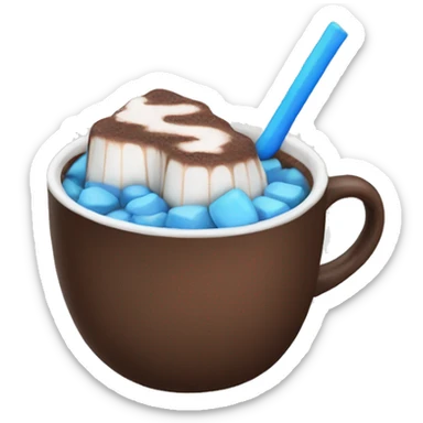 Hot chocolate with blue marshmallows sticker