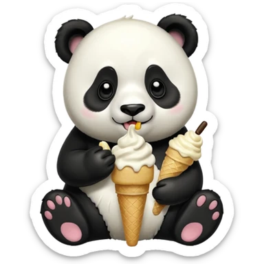 Panda eating ice cream sticker
