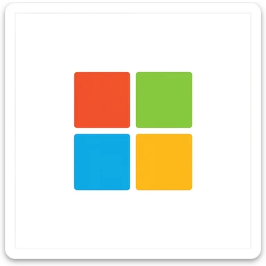 Microsoft logo, four colored squares red green blue yellow, simple modern flat icon style sticker