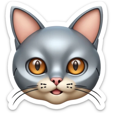 robot looking surprised with cat ears and looks funny sticker