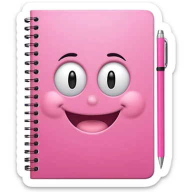 libreta de anillos rosada con carita feliz en la portada sticker