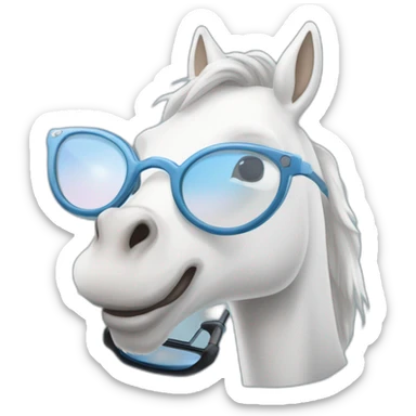 Une licorne blanche qui fait dea trotinette et qui a des lunettes de soleil sticker
