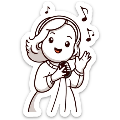 lady singing a birthday song sticker