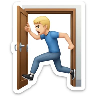 Kicking someone out the door sticker