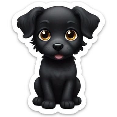 Little black puppy with curly hair and big cute eyes  sticker