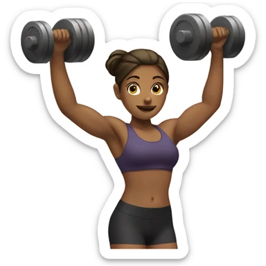 girl lifting weights sticker