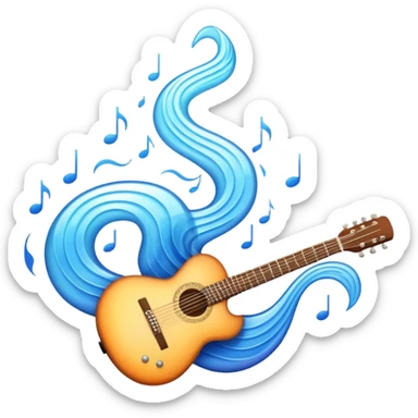 A living being in the form of sound waves that is playing the guitar. sticker
