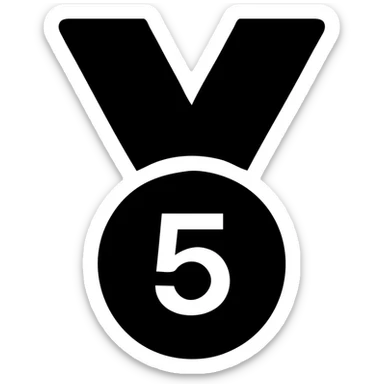 black and red medal with the number 5 in the center, simple and striking sticker