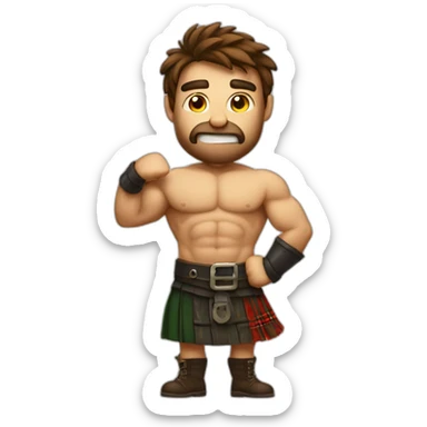 monty fire wearing a kilt flexing bicep brown hair sticker