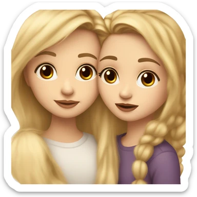 A girl with plump lips, big brown eyes and light brown hair hugs a fluffy blond york sticker