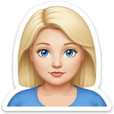 A middle aged plus size woman with blonde hair and blue eyes sticker