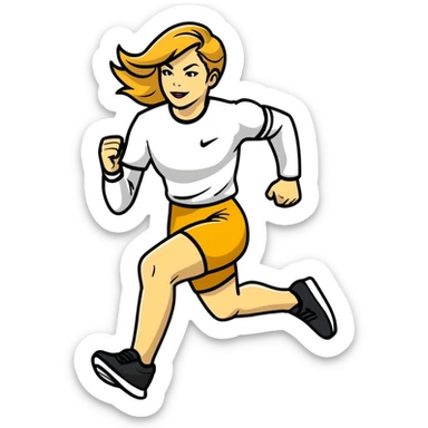 Michelle Monaghan running, athletic woman with honey blonde hair sticker