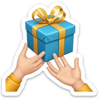 one hand extending a gift, simple, clear, no text sticker