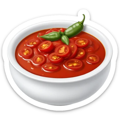 bowl of spicy tomato red chutney with chilies sticker