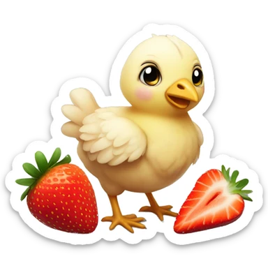 Little chicken with a strawberry  sticker