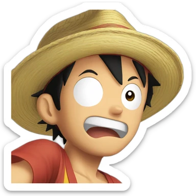 Shocked Luffy with his one hand behind his head and his eyes wide open sticker