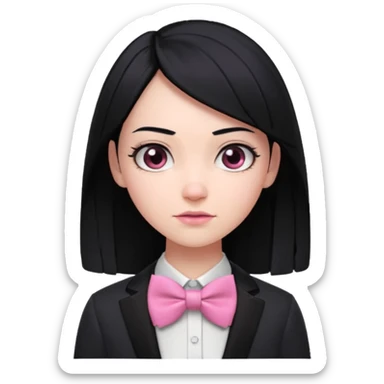 In A Clash Of Clans Aesthetic black hair woman with pink bowtie sticker