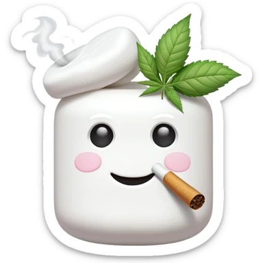 marshmallow gangster character smoking weed sticker