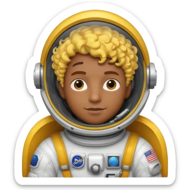 Astronauts, Young, male, dark skin, yellow curly hair sticker