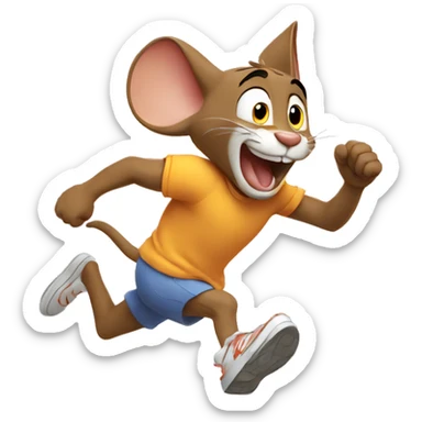 running Jerry(from tom and jerry), pixar style  sticker