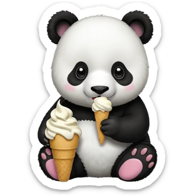 Panda eating ice cream sticker