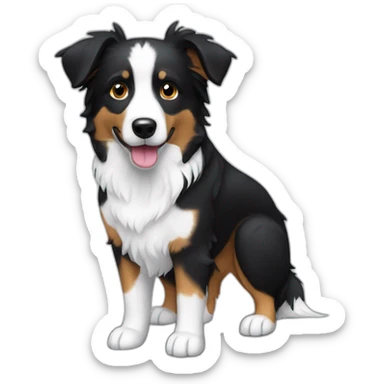 dog, short-hair, black-hair, white-chest, white-stripe-down-face, black-face, black-head, border-collie, mcnab sticker