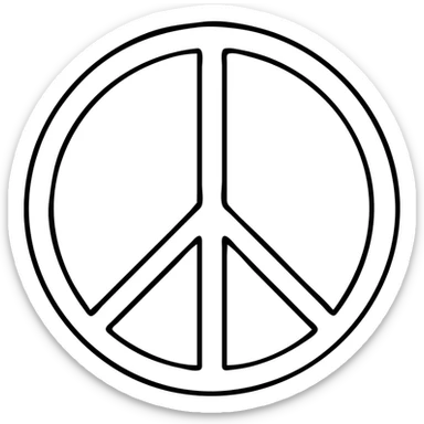 white Pacific sign with a black narrow outline, minimalist style, PNG, transparent background sticker