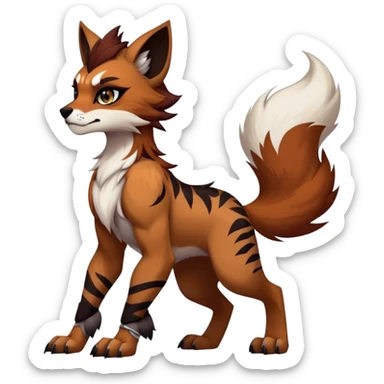 edgy badass cool Falvie-Fionbri-creature-fursona, full body, with random markings sticker