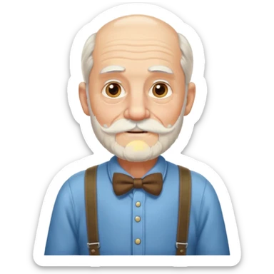 emoji of a great-grandfather, very old man, with suspenders, white beard, friendly expression sticker