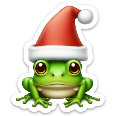 a frog with Santa hat sticker