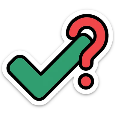 checkmark with a question mark overlay sticker