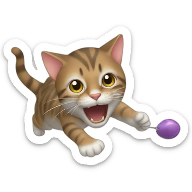 Cat attack a mouse sticker