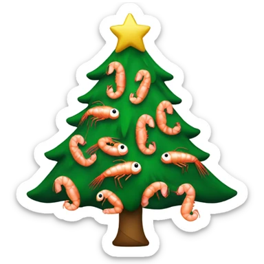 christmas tree decorated with shrimp ornaments  sticker