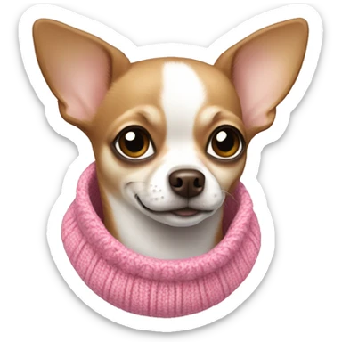 brown and white chihuahua wearing a pink sweater  sticker