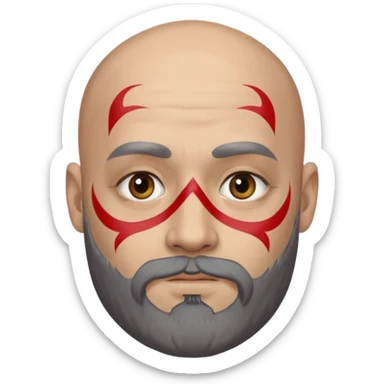bald bearded man with face paint sticker