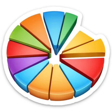 A sales graph with a pie chart sticker