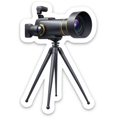 Create an emoji for video recording. Show a  single lens video camera on tripod, symbolizing the act of filming. Use modern, professional colors. Do not include any emojis or smiley faces. Make the background transparent. sticker