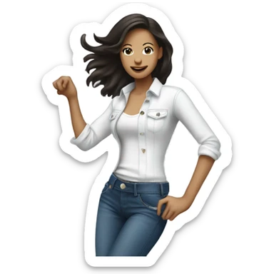 White Brunette dancing in jeans at a night club sticker